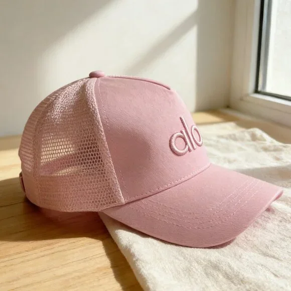 Alo Pink Embroidered Mesh Trucker Cap - Picture 3 of 4